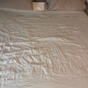 Fieldcrest Linen Gray duvet cover queen size soft and one pillow sham